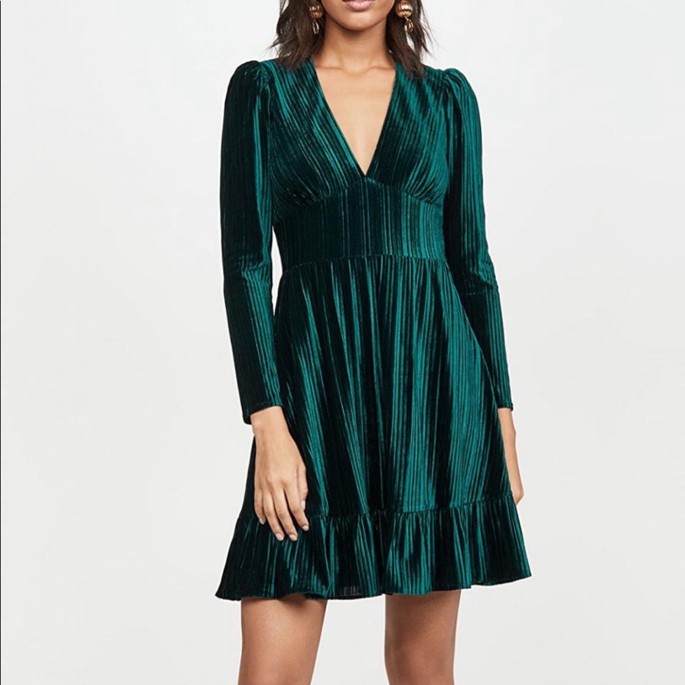 Shoshanna - Laine Pleated V-neck Dress